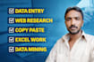 do fast and accurate data entry, copy paste, web research