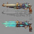 create a game weapon design and illustration