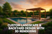 do landscape design, backyard design, pergola, pool, patio, garden, 3d rendering