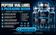 design peptide vial label, supplement label, product label with 3d mockup