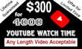 grow up 4000 youtube watch hours very high quality