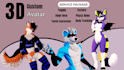 create custom vr anime character model, furry 3d vrchat avatar and vtuber model
