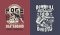 create retro hand drawn skateboard logo