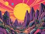 draw psychedelic illustration with retro comic art style
