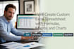 create custom excel spreadsheet with formulas, macros and charts