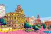 do awesome pop art landscape building landmark
