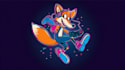create a cool neon cartoon fox gamer mascot logo
