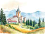 draw original watercolor landscape or architecture art