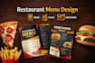 design a professional fast food restaurant menu flyer and brochure