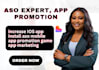 aso expert, increase IOS app install aso mobile app promotion google ads manager