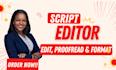 be script editor, script doctor, script coverage, screenplay editor, proofreader