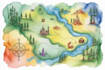 draw a fantasy map with digital watercolours