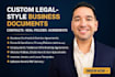 draft custom business contracts, policies, and service agreements