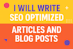 write SEO optimized blog