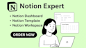 build custom notion template, design notion dashboard and notion workspace