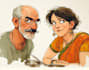make a watercolor couple portrait