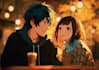 draw a couple illustration in anime style