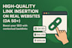 do manual link insertion on real blogs with da 50