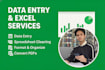 data entry, excel formatting, and PDF to excel conversion