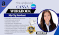 design editable workbook, printable planner, worksheet, pdf, in canva