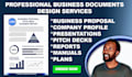 design custom business proposal, presentation, manual, letter head, report