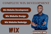do wix website design, redesign business wix website, website development setup