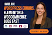 fix wordpress issues, elementor, woocommerce bugs, wp help, wordpress bugs fix
