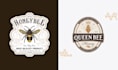create hand drawn honey bee logo