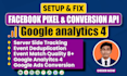 setup facebook pixel conversion api, ga4 server side tracking via GTM