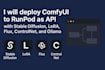 lora flux, controlnet, ollama, deploy comfyui to runpod as api, stable diffusion