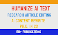 professionally rewrite and edit ai generated research articles