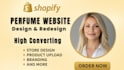 design a luxurious shopify perfume ecommerce store, with an elegant layout view