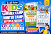 create kids summer camp, winter camp flyers and posters