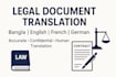 translate legal documents between bangla, english, french and german