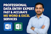 be your professional data entry and excel expert