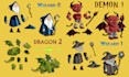 create 2d cartoon game character, sprite sheet, character sprite, game animation