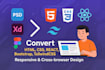 convert figma, xd, or PSD to HTML5, css3, and react code