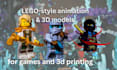 create a custom 3d lego model and lego animation in blender