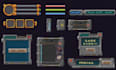 draw pixel art game UI, hud assets, pixel bars, frames, retro and gui elements