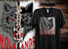 make hand drawn t shirt wolf head logo