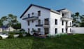 design 3d residential building,garden landscape, house elevation,exterior render