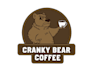 design unique bear waking drinking coffee logo