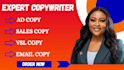 write high converting sales copy ad copy email copy and vsl script that sells