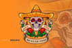 create high quality skull tacos, mexican food logo
