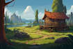 make 2d background, landscape illustration and concept art
