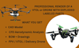 engineer uav, vtol and fpv drone designs with advanced aerospace cad