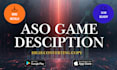 write SEO optimized mobile game descriptions for app store or google play