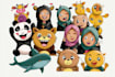 design awesome animals, human emoticon, stickers, mascot