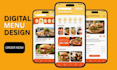 design digital menu, screen menu, restaurant menu, qr code menu, digital menu