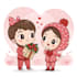 draw cute couple portrait chibi style for valentine gift